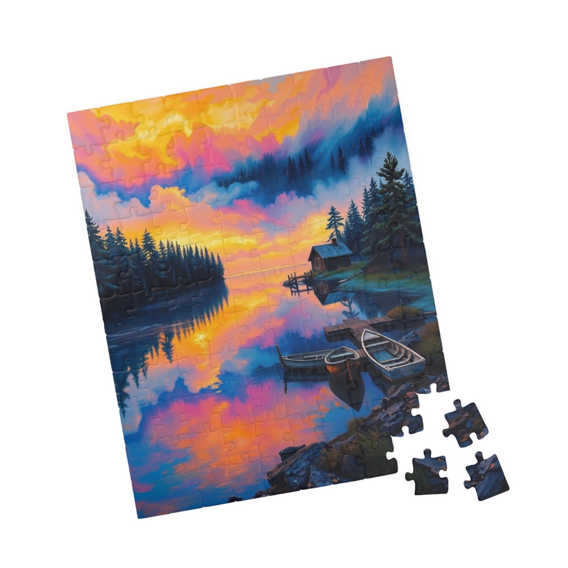 Scenic Puzzle with Colorful Lake Reflection, Nature Lovers Gift, Mindful Hobby, Family Game Night, Unique Home Decor Puzzle The Puzzle Chest