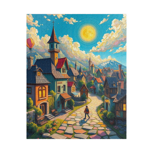Charming Village Puzzle - 110, 252, 520, 1014 pieces, Scenic Artwork for Family Fun, Gift for Puzzle Lovers and Art Enthusiasts, Home Decor 520 pcs (Vertical) The Puzzle Chest