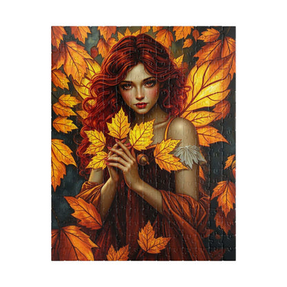 Autumn Leaves Forest Fairy Jigsaw Puzzle, 110, 252, 520, 1014-piece, Cozy Indoor Activity, Gift for Puzzle Lover, Fall Home Decor, Leafy Art 252 pcs (Vertical) Puzzle The Puzzle Chest