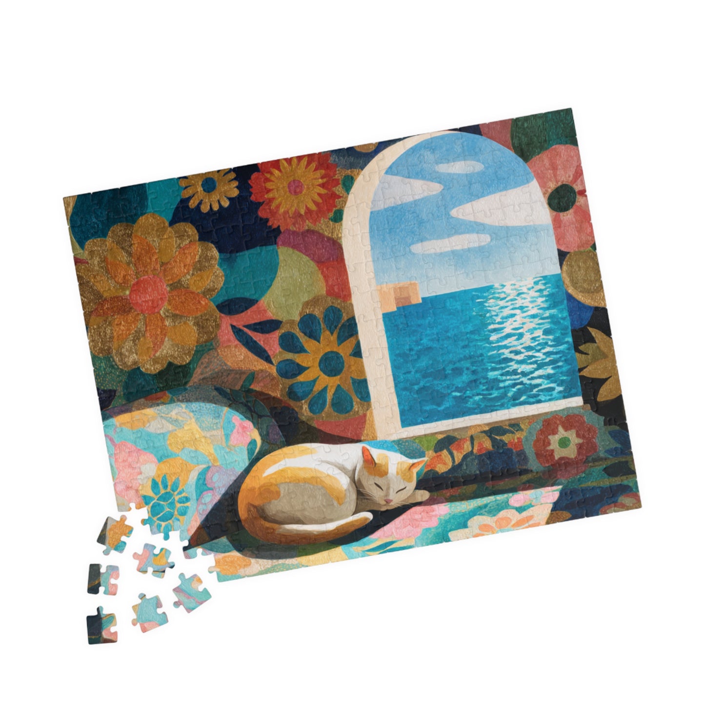 Matisse’s Dream Cat – Seaside Fauvist Cat Jigsaw Puzzle, Animal Theme Artistic Puzzle for Adults 252 pcs (Horizontal) Puzzle The Puzzle Chest