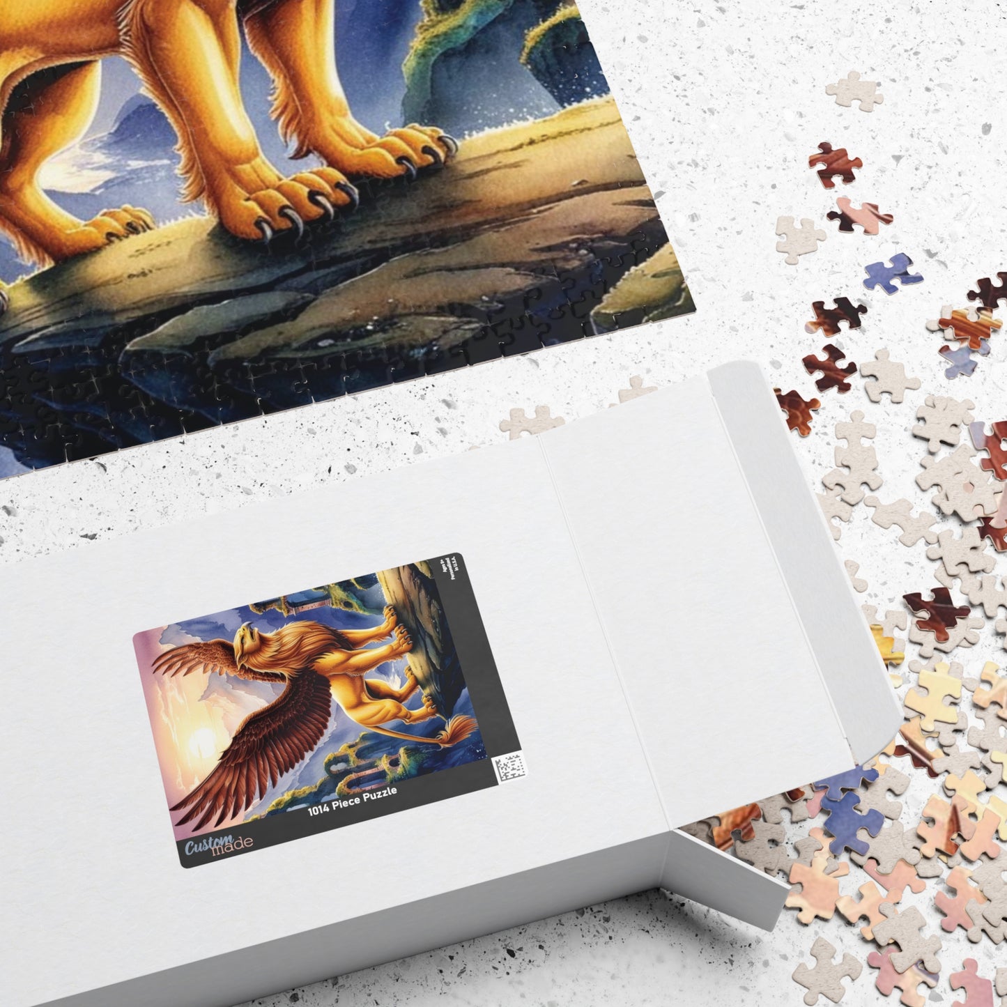 Puzzle, Mythical Griffin Perched on Cliff, Fantasy Jigsaw Game, Ancient Ruins, 520 Piece, Fun Family Activity, Relaxing Hobby, Unique Gift