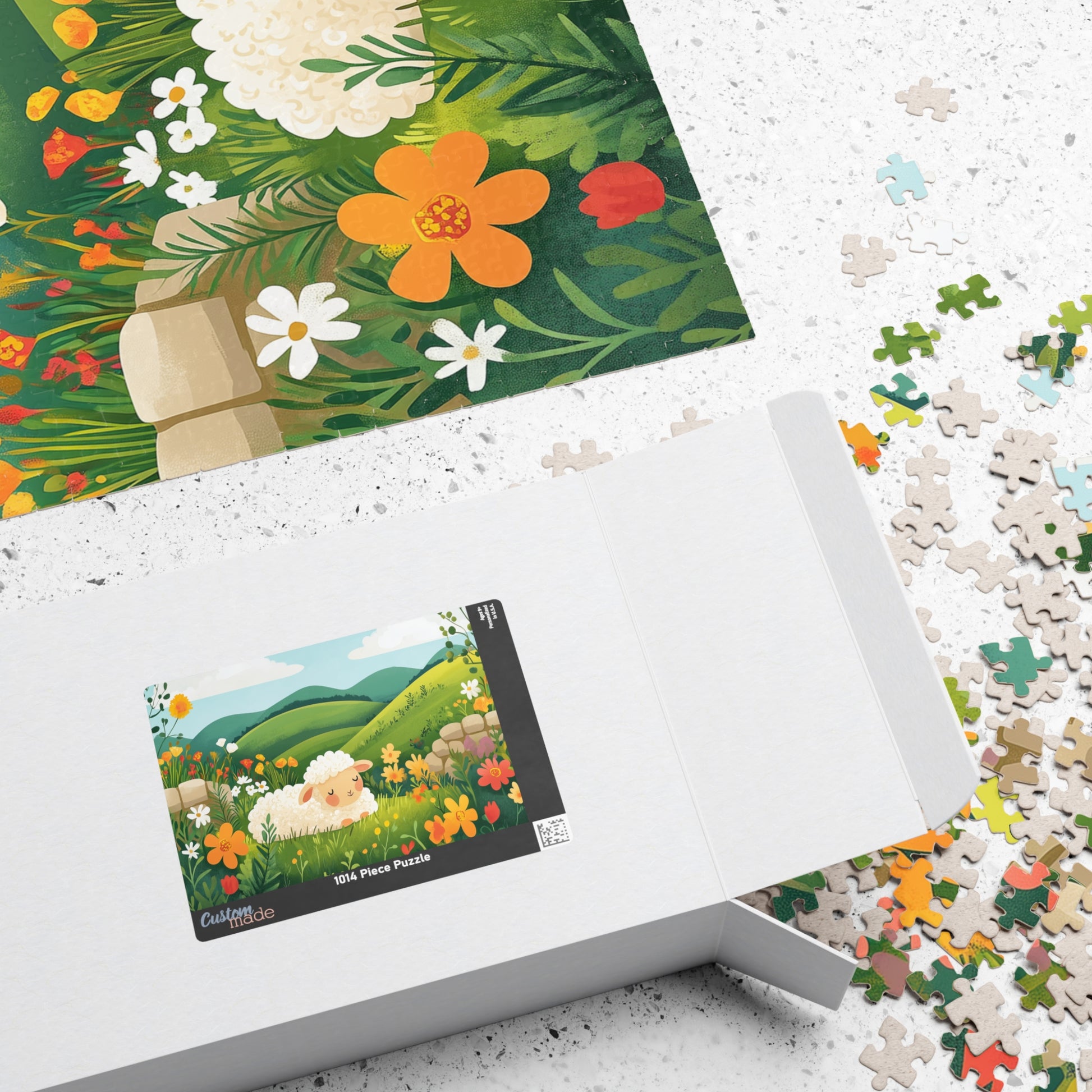 Sleeping Lamb Meadow Puzzle | Cute Sheep Jigsaw Puzzle, Spring Floral Scene Puzzle The Puzzle Chest
