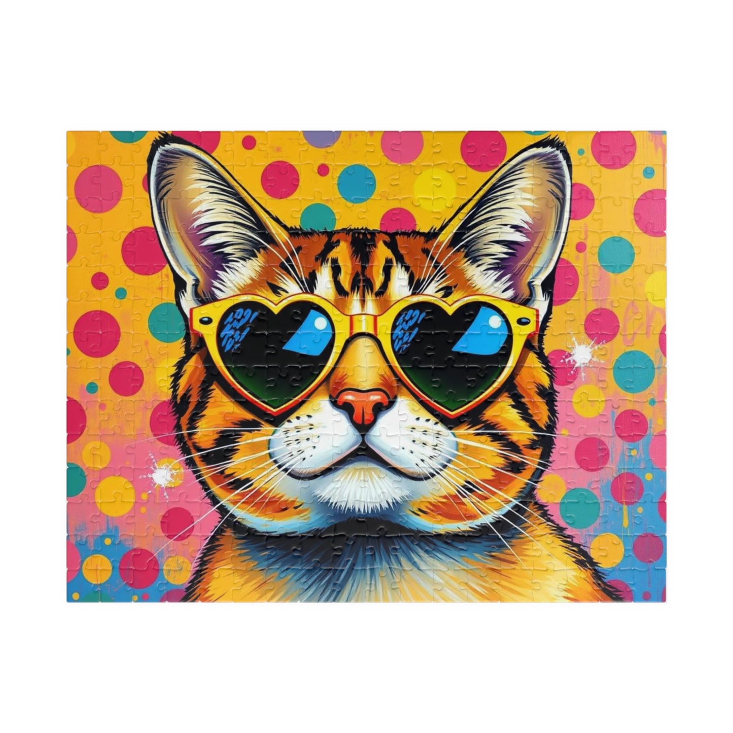 Pop Art Cat Puzzle - Fun Colorful Animal Art Jigsaw for Puzzle Lover, Family Game Night, Gift for Cat Owner, Creative Home Entertainment 252 pcs (Horizontal) Puzzle The Puzzle Chest