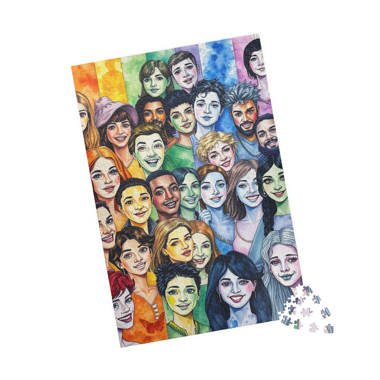 United in Joy Jigsaw Puzzle - Pride Rainbow Flag Faces, Queer Art Inclusive Game for Family Fun, Holiday Birthday Gift Idea, Team Building Puzzle The Puzzle Chest