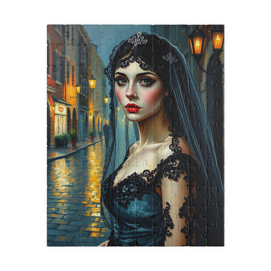 Gothic Bride Portrait Puzzle - Unique Artwork 110, 252, 520, 1014-Piece, Perfect Gift for Puzzle Lovers Dark Art Enthusiasts, Cosplay 110 pcs (Vertical) Puzzle The Puzzle Chest