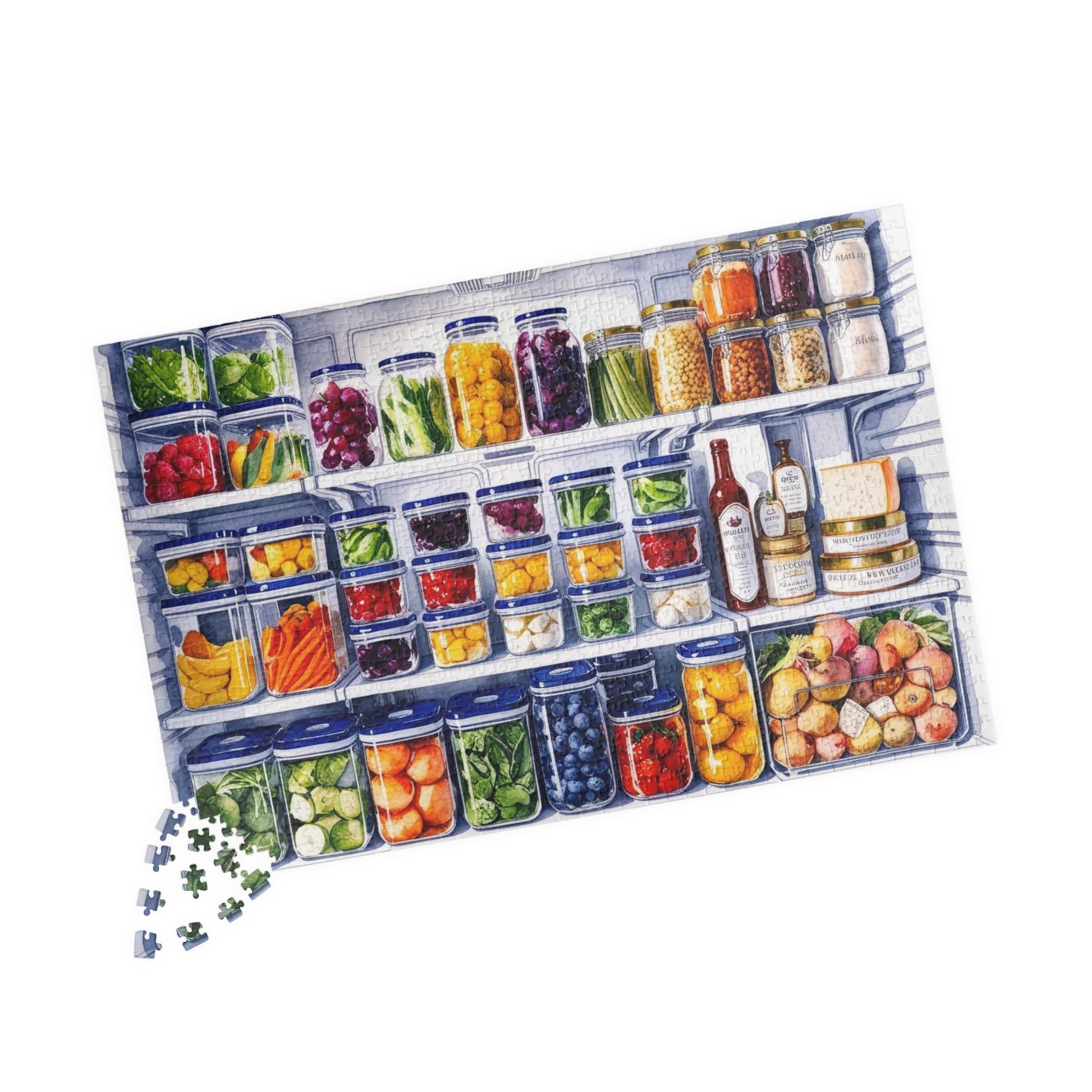 Refrigerator Jigsaw Puzzle, Kitchen Fridge Home Decor Framed Wall Art, Game Night Family Activity, Foodie Enthusiasts Puzzle Lovers Puzzle The Puzzle Chest