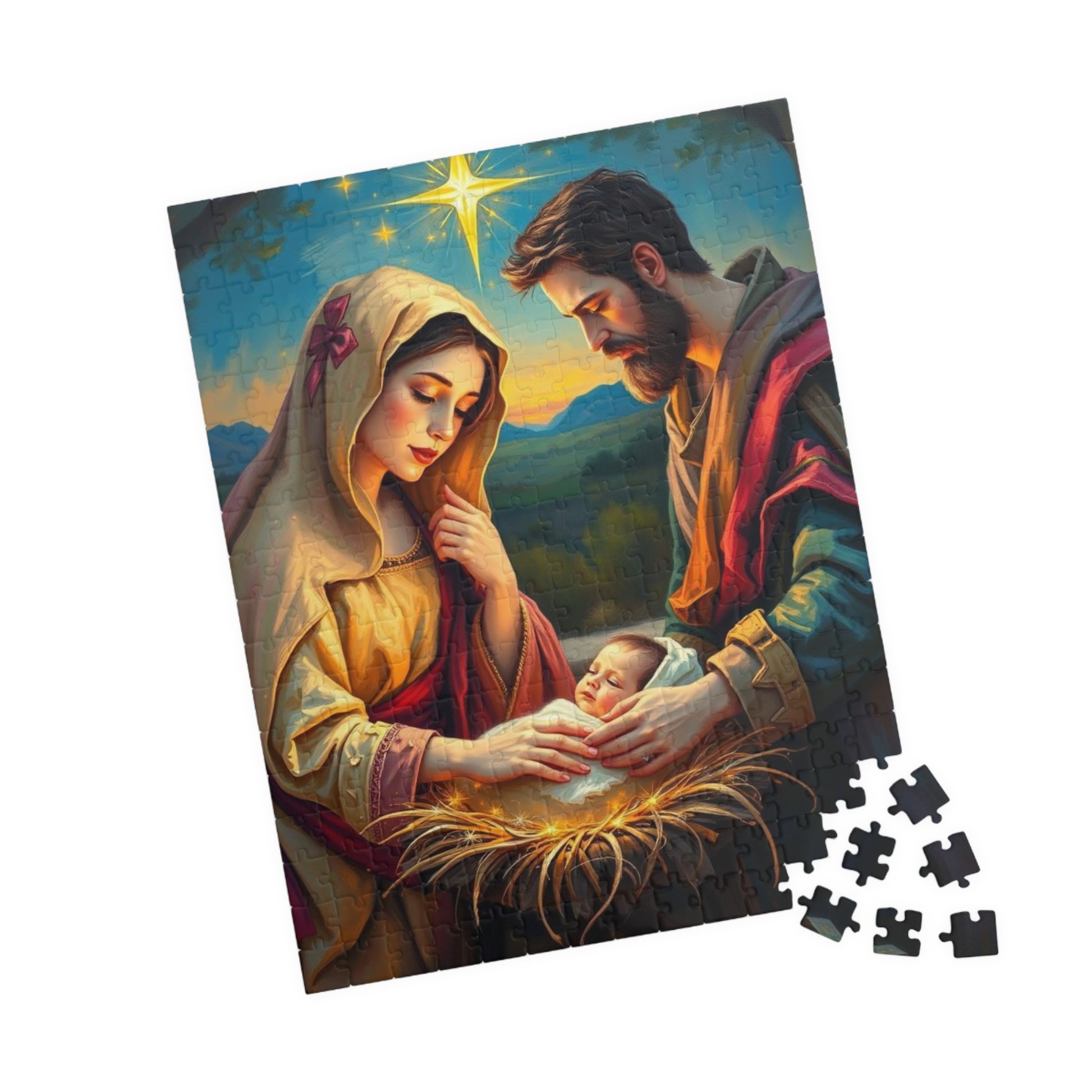 Religious Holiday Jigsaw Puzzle, Nativity Scene Ideal for Christian Family Activity, Christmas Birthday Gift for Friends, Educational Fun Puzzle The Puzzle Chest