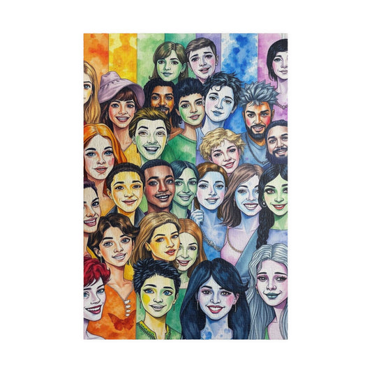 United in Joy Jigsaw Puzzle - Pride Rainbow Flag Faces, Queer Art Inclusive Game for Family Fun, Holiday Birthday Gift Idea, Team Building 1014 pcs (Vertical) Puzzle The Puzzle Chest