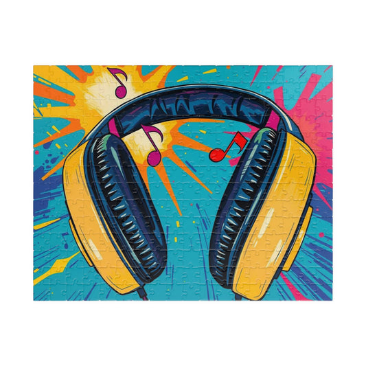 Colorful Music Headphones Puzzle - Pop Art Jigsaw Puzzle for Adult Home Entertainment, Fun Gift for Music Lovers, Birthday Gift for Friends 252 pcs (Horizontal) Puzzle The Puzzle Chest