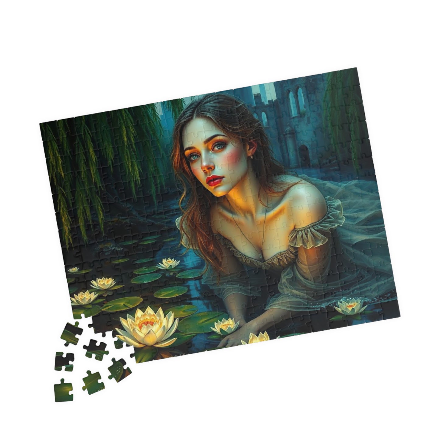 Ophelia's Lament Jigsaw Puzzle - Lotus Flower, Gothic Puzzle, Dark Fantasy Puzzle Art Gift for Friend, Mindfulness Activity Puzzle The Puzzle Chest