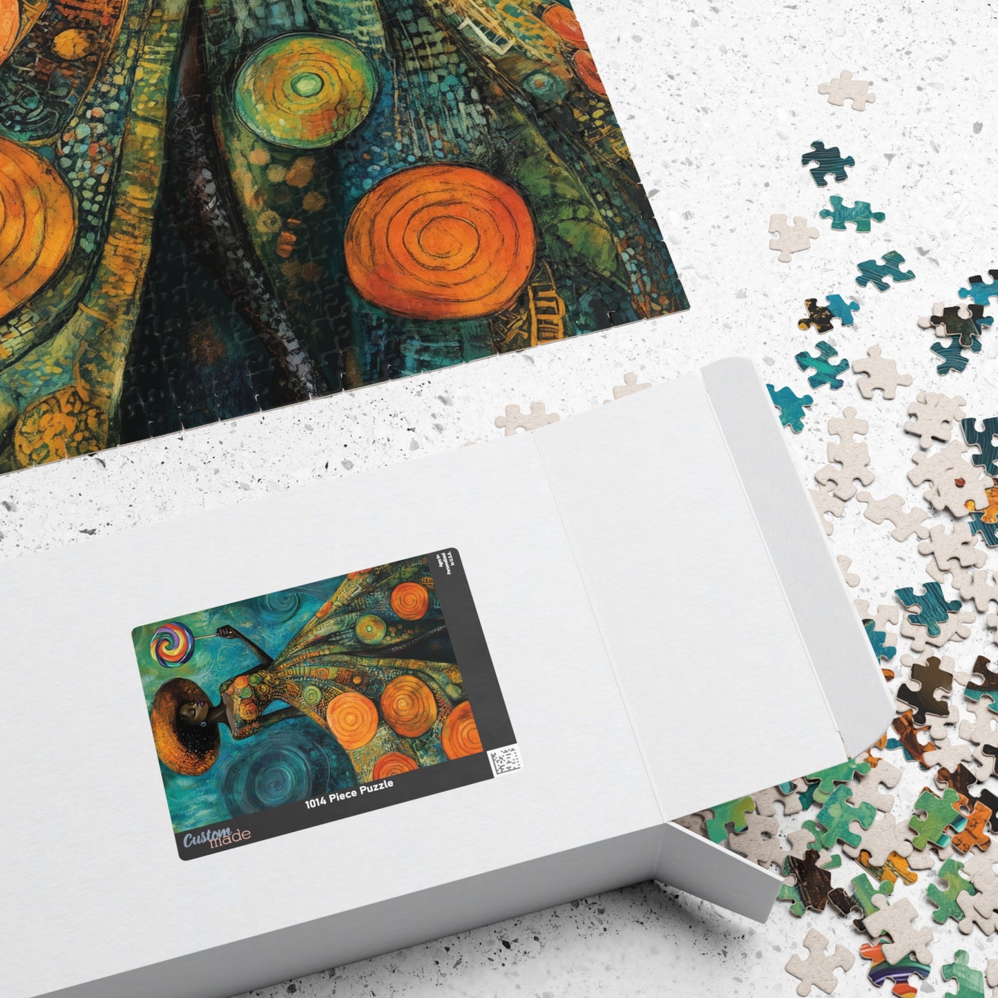 Afrocentric Woman with Lollipop Puzzle | Black Woman Art Jigsaw Game