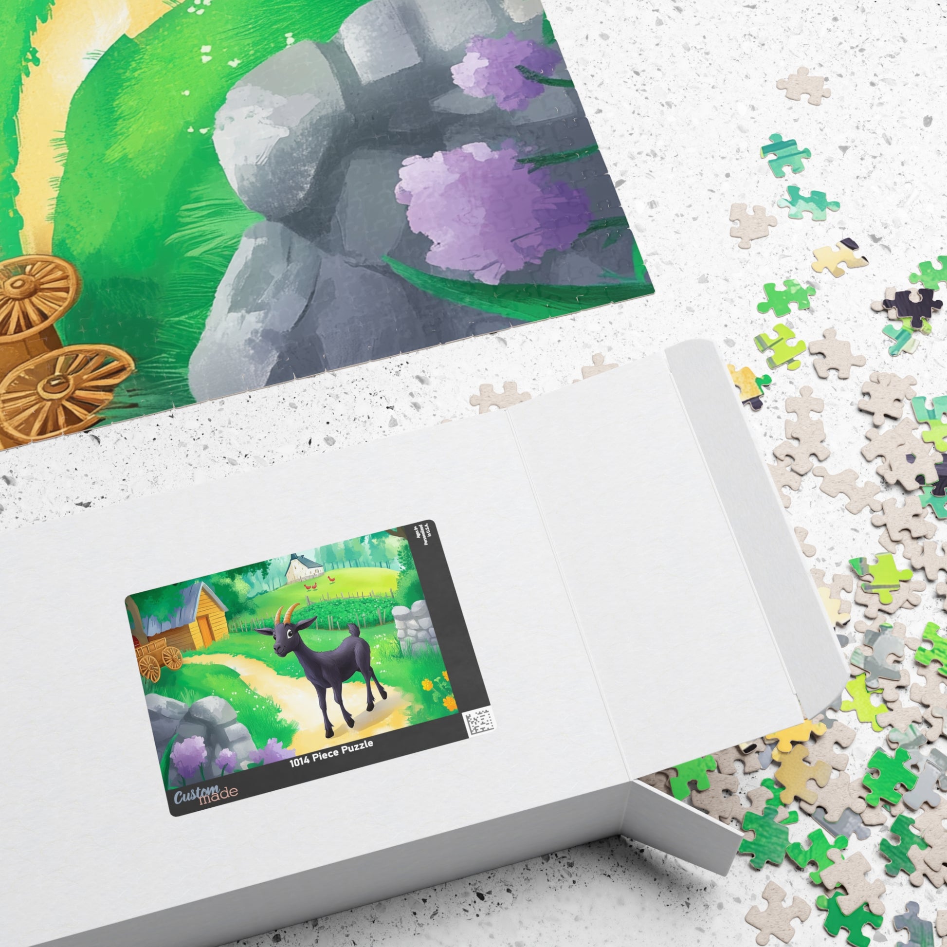 Black Goat Illustration Puzzle | Countryside Farm Scene Jigsaw Puzzle The Puzzle Chest