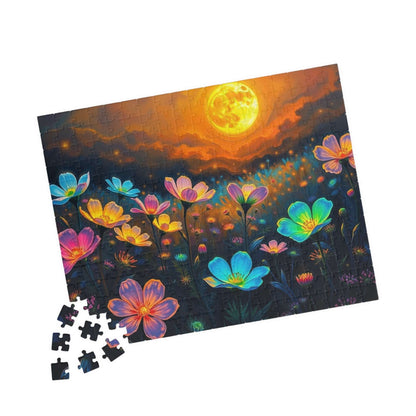Flower Sunset Jigsaw Puzzle, Relaxing Night Sky Floral Artwork, Indoor Home Entertainment, Mindfulness Activity, Gift for Friends and Family Puzzle The Puzzle Chest