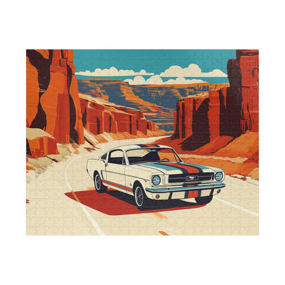Vintage Muscle Puzzle | Desert Car Road Trip Scene Jigsaw Game