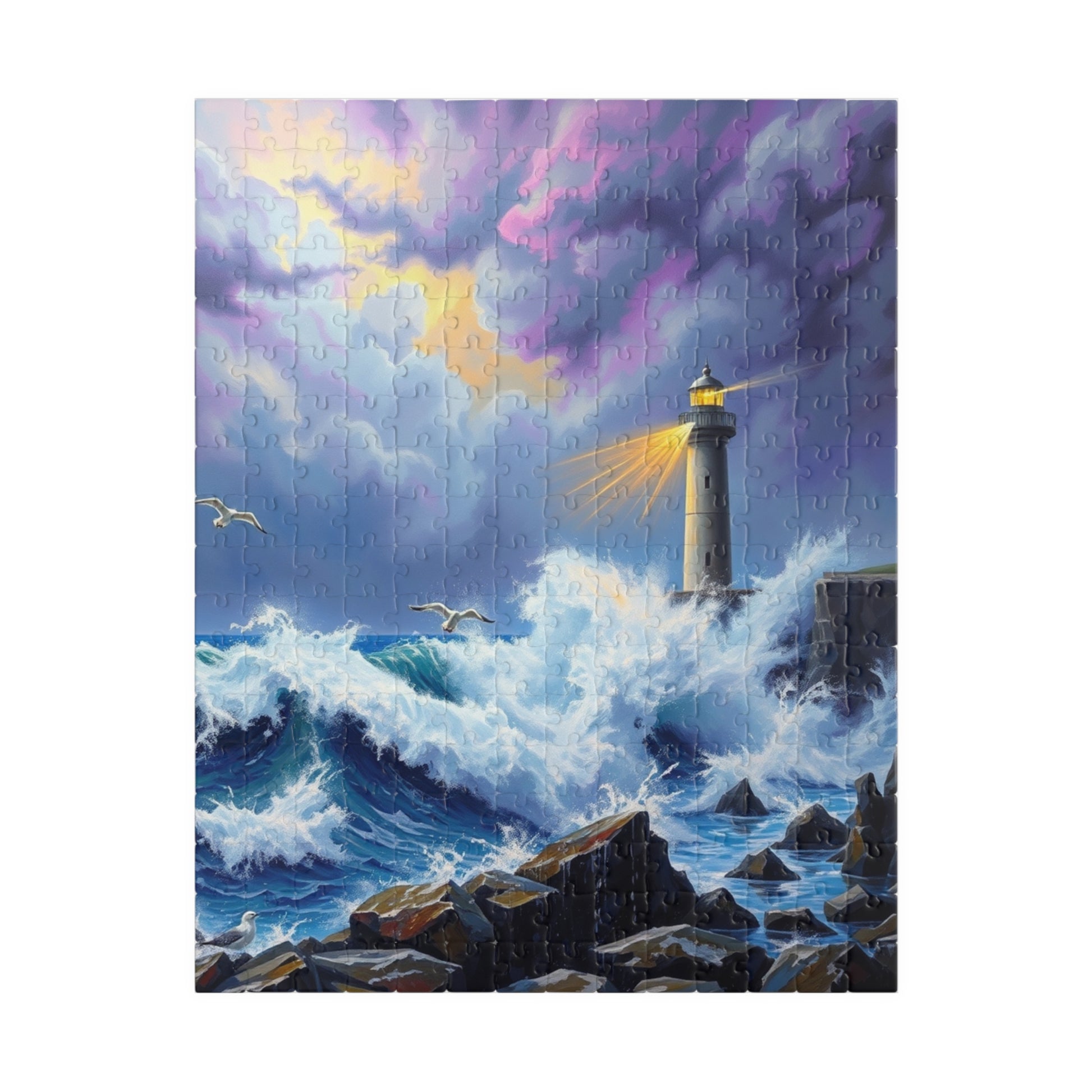 Lighthouse Waves Puzzle - 110, 252, 520, 1014-piece | Relaxation, Family Fun, Gift Idea, Coastal Home Decor 252 pcs (Vertical) Puzzle The Puzzle Chest