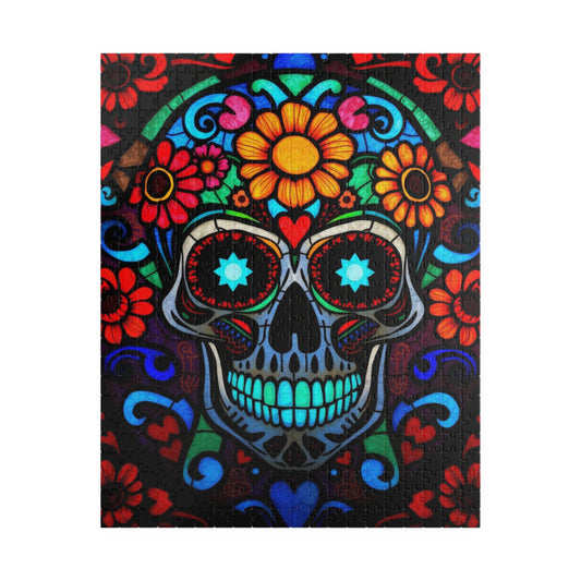 Vibrant Sugar Skull Puzzle - 110/252/520/1014 Pieces, Great Gift for Adults, Day of the Dead Decor, Fun Family Activity, Brain Teaser