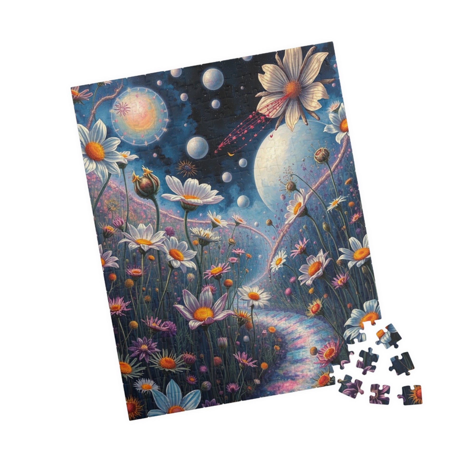 Wildflower Fantasy Puzzle, Surreal Floral Landscape Jigsaw Game for Adult, Mindfulness Activity Home Entertainment Puzzler Brain Teaser Gift Puzzle The Puzzle Chest