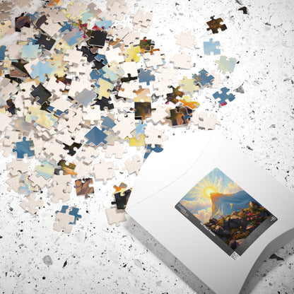 Golden Mount Sinai Puzzle, Mountain Landscape Religious Themed Jigsaw Game Toy, Nature-Inspired Inspirational Gift for Puzzle Lover, Mindful
