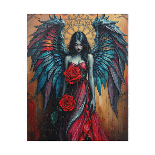 Gothic Angel Art Puzzle - Unique Home Decor Gift for Puzzle Lovers, Cozy Family Game Night, Halloween Decor, Mystical Artwork 110 pcs (Vertical) Puzzle The Puzzle Chest
