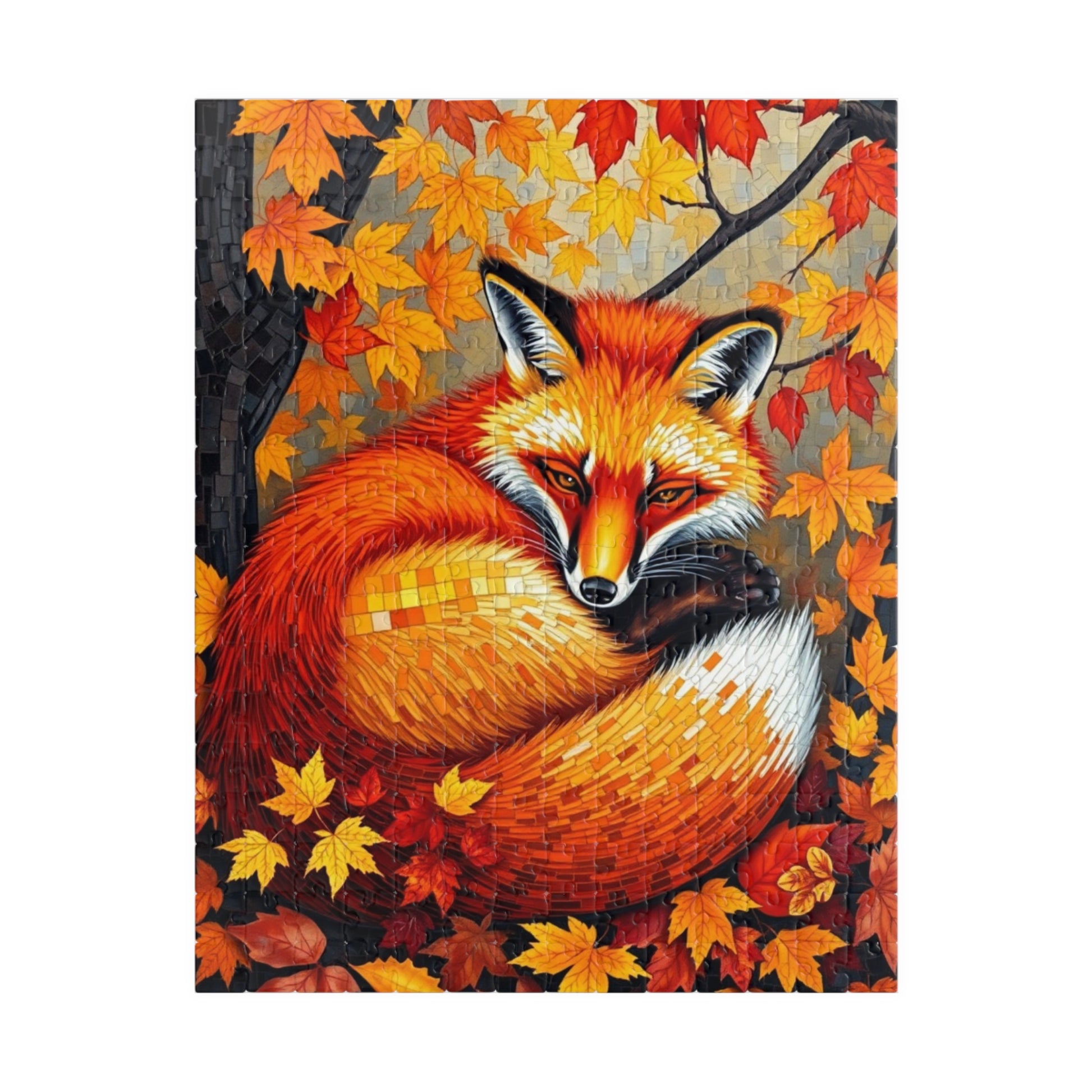 Autumn Forest Fox Mosaic Puzzle, Fall Wildlife Art Cozy Nature Jigsaw Game, Relaxing Hobby, Family Activity, Mindfulness Gift for Puzzle Fan 252 pcs (Vertical) Puzzle The Puzzle Chest