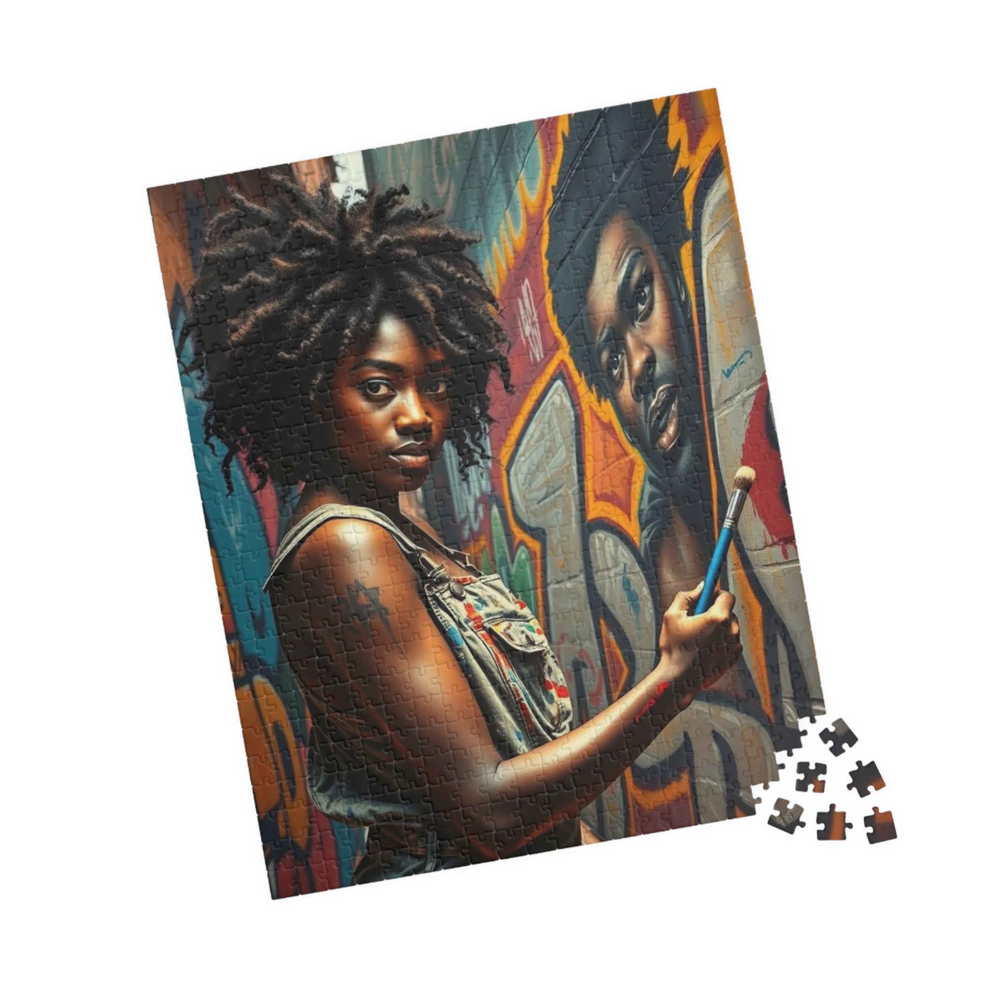 Graffiti Jigsaw Puzzle - Black Art Urban Street Scene, African American Woman Artwork, Afrocentric Gift for Artists and Art Lovers, Unique Puzzle The Puzzle Chest