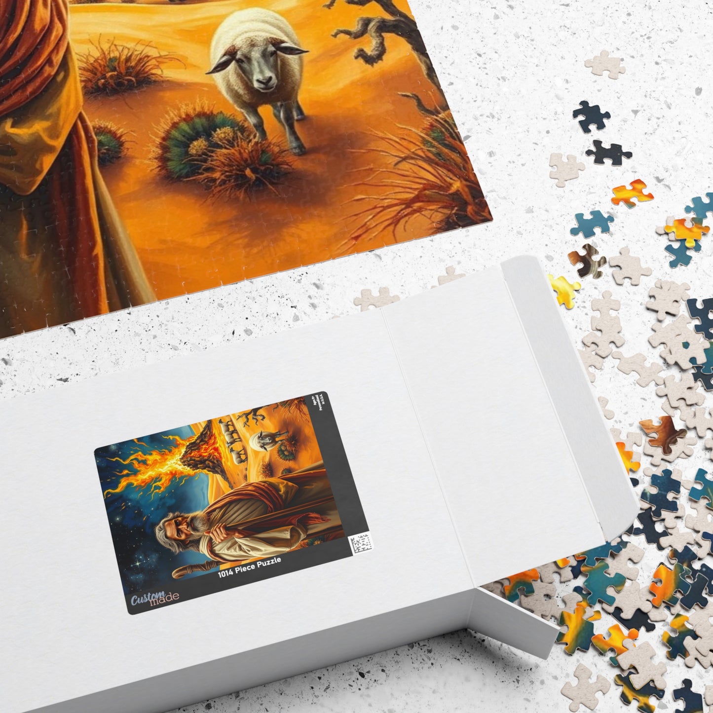 Religious Art Jigsaw Puzzle, 110-1014 Piece Burning Bush Christian Spiritual Gift, Faith-Based Family Game Bible Story Illustration, Mindful Puzzle The Puzzle Chest