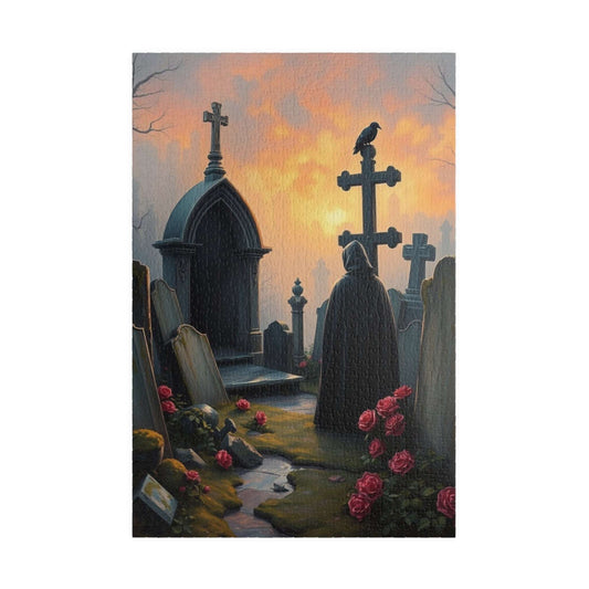 Gothic Graveyard Jigsaw Puzzle, Eerie Dawn Cemetery Scene, Halloween Game Toy, Challenging Quiet Pastime Brain Teaser, Family Activity, Gift 1014 pcs (Vertical) Puzzle The Puzzle Chest