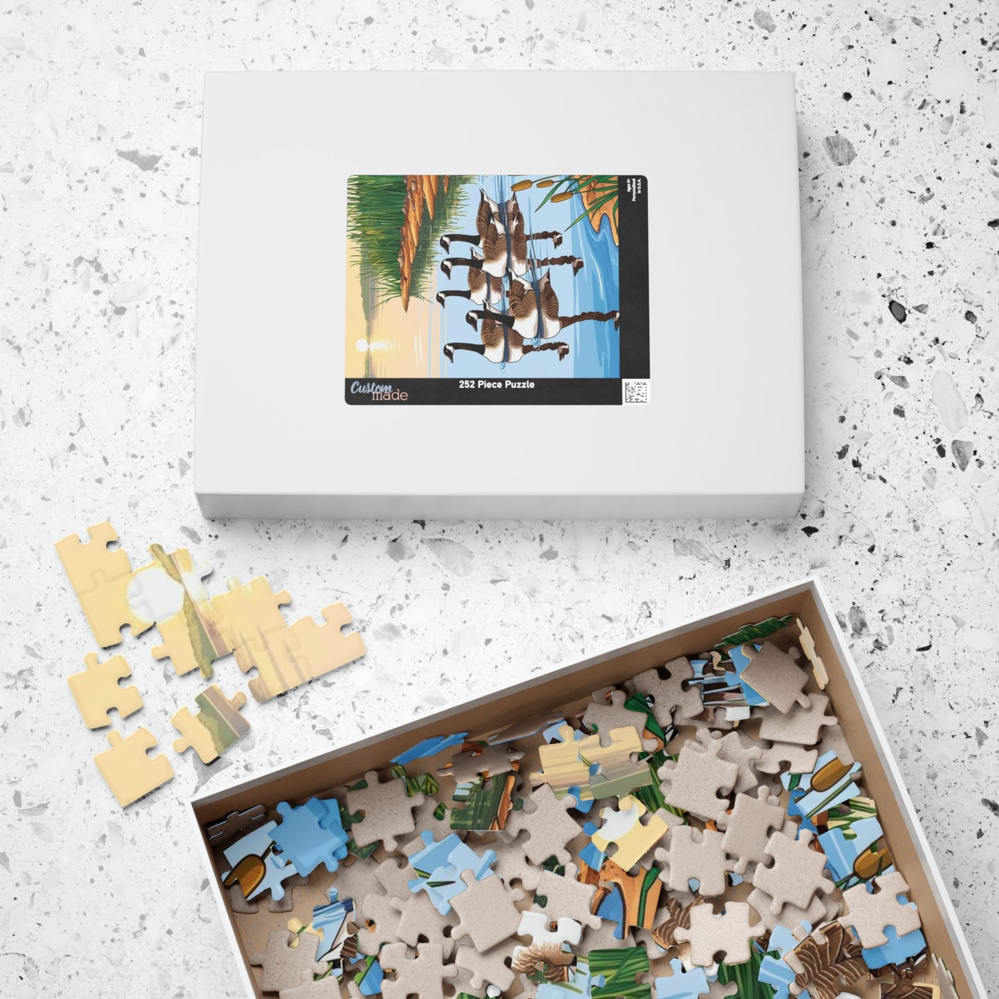 Puzzle, Geese Gliding Across Glassy Lake, 110 252 520 1014-Piece Sunrise Jigsaw Game, Relaxing Activity, Bird Lovers Gift, Wildlife Puzzle Puzzle The Puzzle Chest