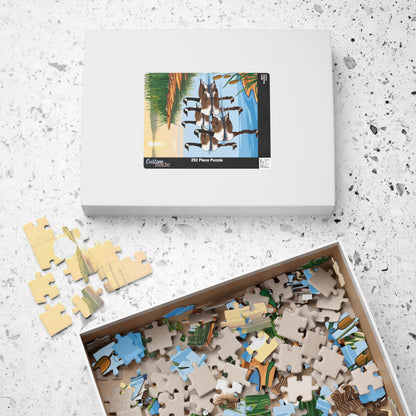 Puzzle, Geese Gliding Across Glassy Lake, 110 252 520 1014-Piece Sunrise Jigsaw Game, Relaxing Activity, Bird Lovers Gift, Wildlife Puzzle Puzzle The Puzzle Chest
