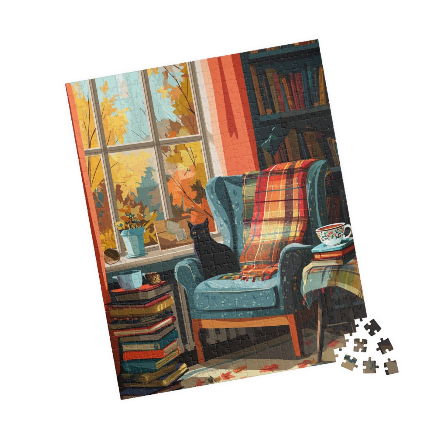 Cozy Cat Puzzle - Perfect Gift for Cat Lovers, Autumn Vibes, Home Decor, Family Game Night, Relaxation Activity 520 pcs (Vertical) Puzzle The Puzzle Chest
