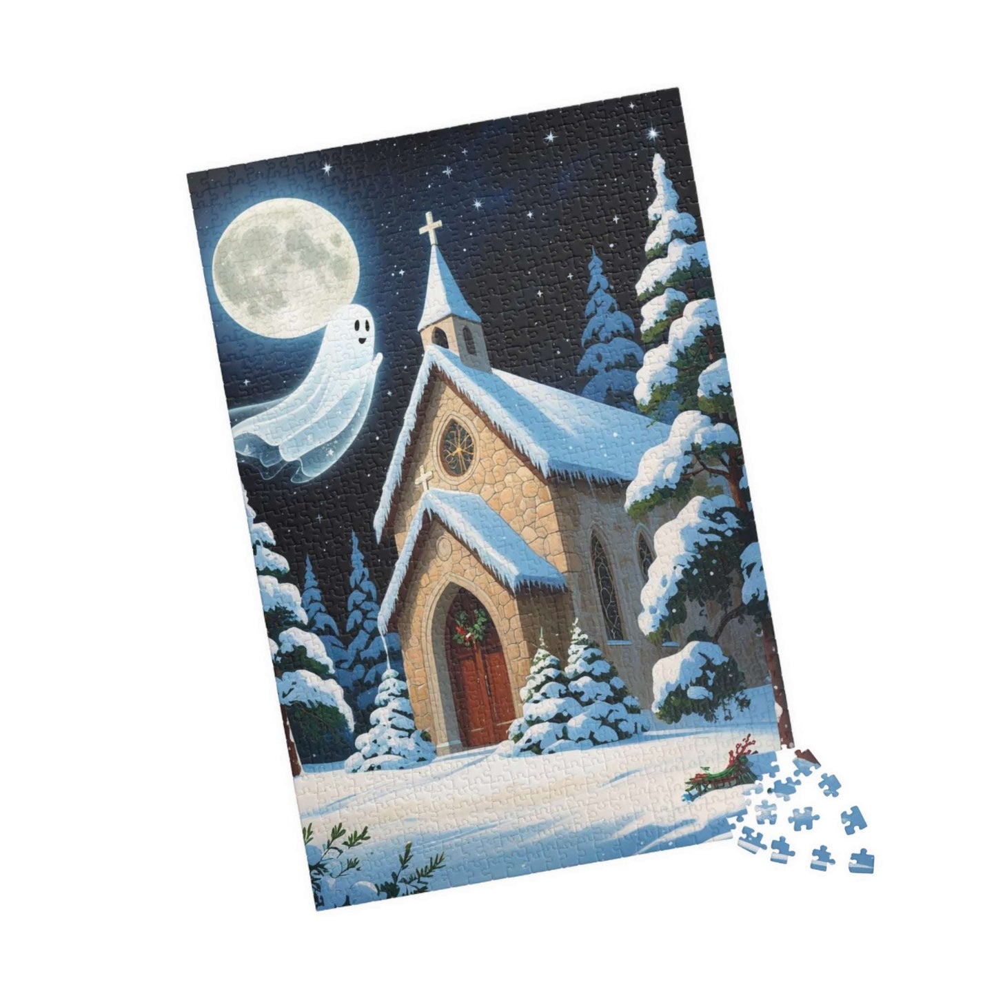 Silent Night Specter Jigsaw Puzzle - Winter Ghost Scene, 110-1014 Piece Halloween Puzzle