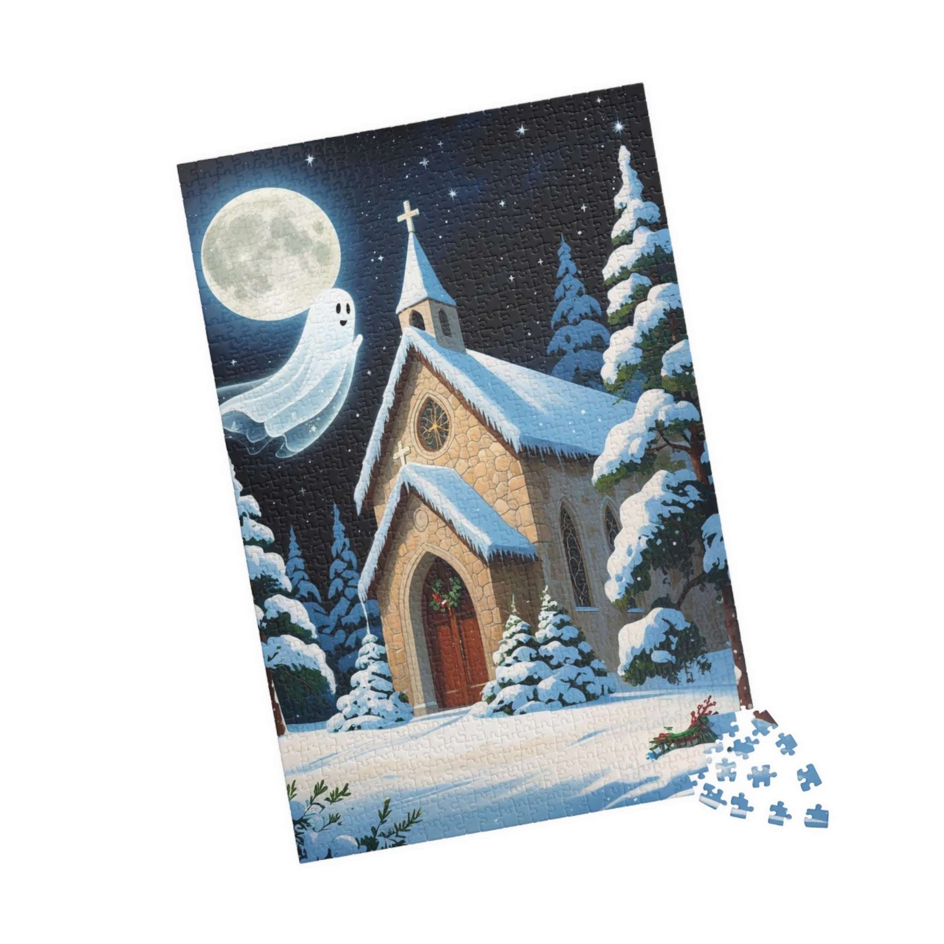 Silent Night Specter Jigsaw Puzzle - Winter Ghost Scene, 110-1014 Piece Halloween Puzzle