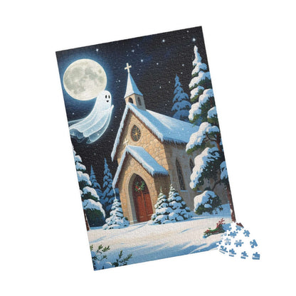 Silent Night Specter Jigsaw Puzzle - Winter Ghost Scene, 110-1014 Piece Halloween Puzzle
