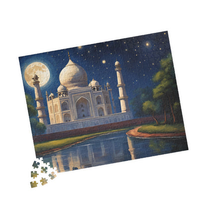 Taj Mahal Night Scene Jigsaw Puzzle, Starry Sky Iconic Landmark Tabletop Game, Family Entertainment Quiet Time Activity, Hobby Puzzle Lover Puzzle The Puzzle Chest