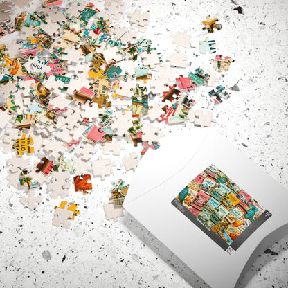 Vintage Miami Matchbook Puzzle | Art Deco Beach Memorabilia Jigsaw | Florida Coastal Tropical Travel Nostalgia