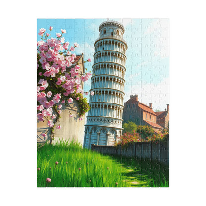 Leaning Tower of Pisa Puzzle, Famous Landmark Cherry Blossoms 110-1014 Piece Jigsaw Game, Spring Scene Tuscany Italy, Family Activity, Hobby 252 pcs (Vertical) Puzzle The Puzzle Chest