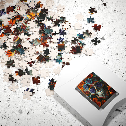 Colorful Skull Puzzle | Day of the Dead Jigsaw Game for Adults, Gift for Puzzle and Gothic Art Lovers, Mental Exercise, Fun Solo Activity Puzzle The Puzzle Chest