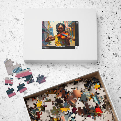Colorful Violinist Puzzle - Black Woman Art Jigsaw Game, Holiday Birthday Gift for Music Lover Art Enthusiast, Mindful Family Fun Activity Puzzle The Puzzle Chest