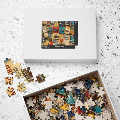 Vintage Car Matchbook Puzzle | Classic Automobile Memorabilia Jigsaw | Retro Road Trip Americana Motor Nostalgia Puzzle The Puzzle Chest
