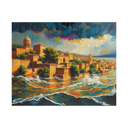 Great Biblical Flood Jigsaw Puzzle, Faith-Based Towering Waves and Rising Water Scene Tabletop Game for Adult Christians, Mindfulness Gift