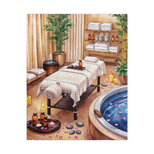 Relaxing Spa Retreat Puzzle, Serene Wellness Escape Scene Adult Jigsaw Game, Solo Fun or Family Entertainment, Mindful Puzzle Lover Gift