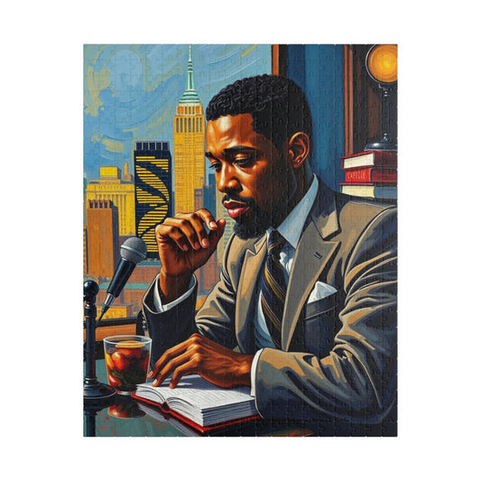 Black Art Puzzle, African American Poet at Café, Afrocentric Jigsaw Game for Adult, Solo or Family Fun, Holiday Gift for Puzzle Enthusiasts 520 pcs (Vertical) Puzzle The Puzzle Chest