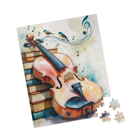 Violin and Books Jigsaw Puzzle, Unique Birthday or Holiday Gift for Music Lover, Bookworm & Musician 110 pcs (Vertical) Puzzle The Puzzle Chest