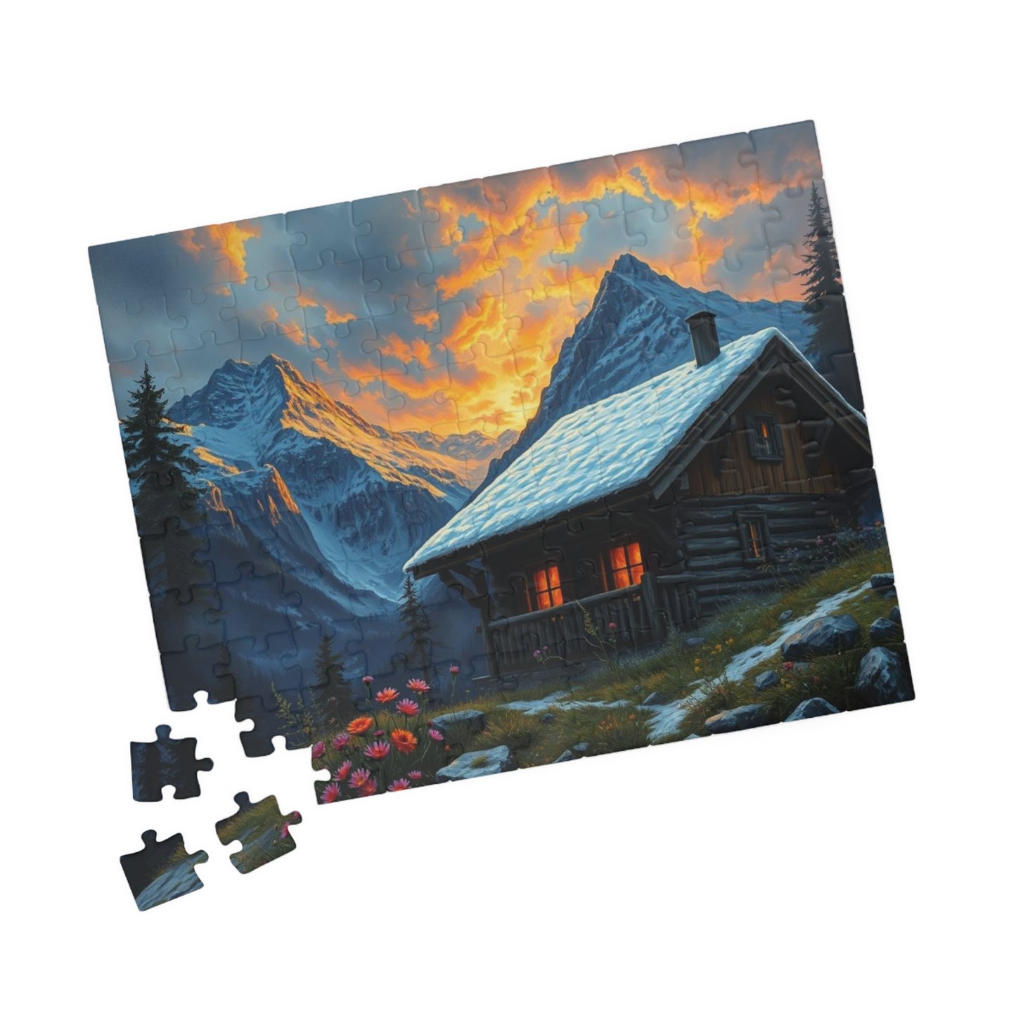 Mountain Cabin Puzzle - Cozy Atmosphere, Nature Lovers Gift, Family Activity, Mindful Challenge, 110 to 1014-Piece Options Puzzle The Puzzle Chest