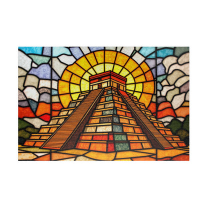 Chichen Itza Pyramid Jigsaw Puzzle, Stained Glass Inspired Historic Mayan Famous Landmark, Frameable Art Travel Enthusiast Gift 1014 pcs (Horizontal) Puzzle The Puzzle Chest