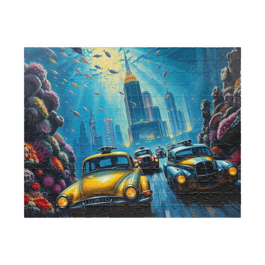 Vintage Car Puzzle - Underwater Cityscape Jigsaw Game, Urban Art, Family Activity, Holiday Birthday Gift for Friend 252 pcs (Horizontal) Puzzle The Puzzle Chest