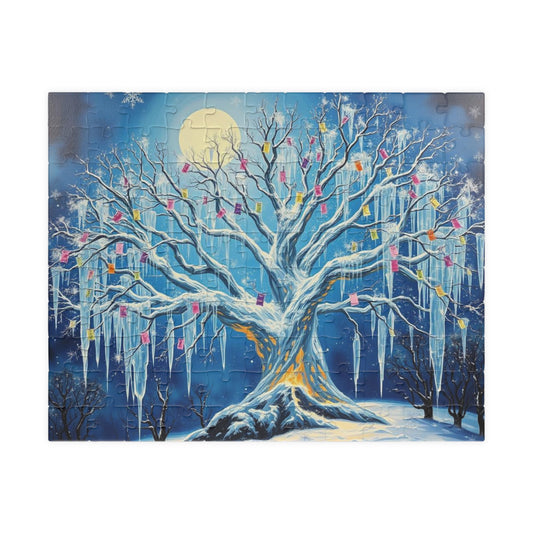 Winter Tree of Wishes Jigsaw Puzzle, 110-1014 Piece Holiday Gift for Friend, Family Activity, Christmas Winter Scene Cozy Home Entertainment