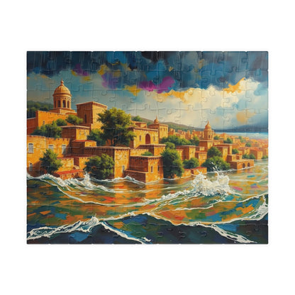 Great Biblical Flood Jigsaw Puzzle, Faith-Based Towering Waves and Rising Water Scene Tabletop Game for Adult Christians, Mindfulness Gift