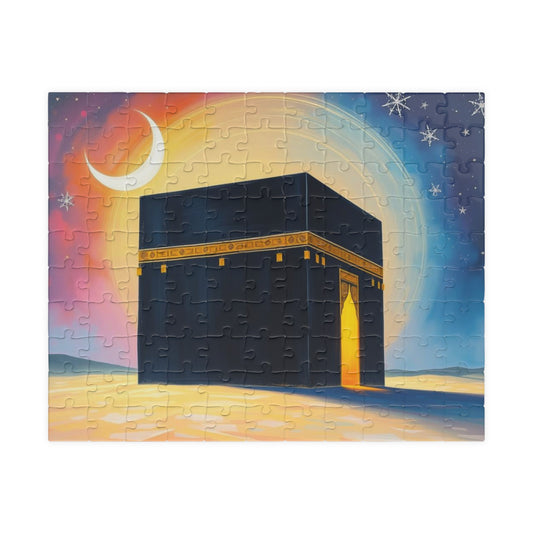 Serene Kaaba Jigsaw Puzzle Vibrant Desert Scene, Mindfulness Activity, Islamic Art Puzzle Home Entertainment, Family Fun, Gift for Him/Her