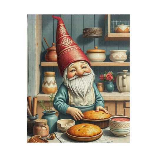 Nordic Gnome Baking Pies – Scandinavian Folk Rustic Kitchen Jigsaw Puzzle Puzzle The Puzzle Chest